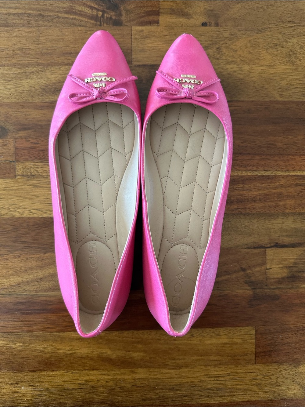 Coach Annabel Women's Flat Ballet Shoes Bright Pink Size 6 Bow